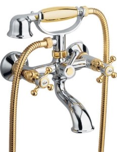 Sapho ANTEA bateria wannowa retro ściennac chrom/złoto - 3012 