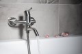 MINIMAL bateria wannowa ścienna, stal nierdzewna