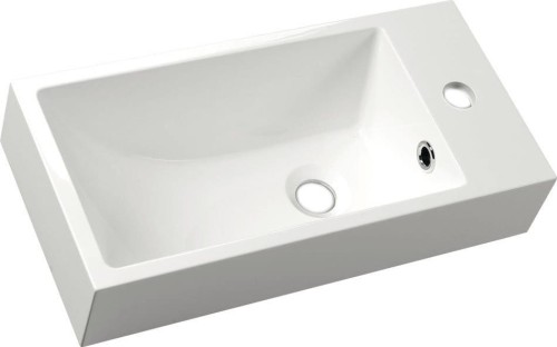 ARIANA umywalka kompozytowa 50x10x25 cm, biała, bateria po prawej stronie