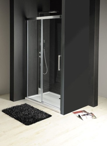 FONDURA drzwi prysznicowe przesuwne 1200mm, szkło czyste