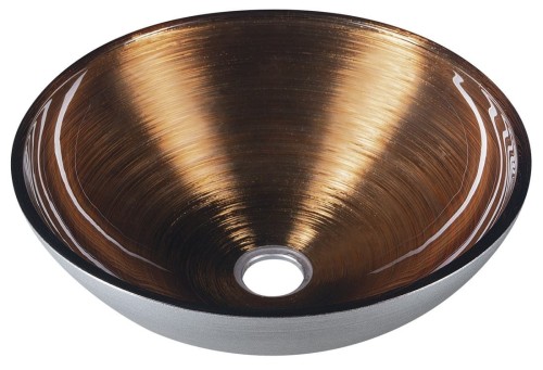 MURANO WENGE umywalka szklana okrągła 40x14cm, miedź/srebrny