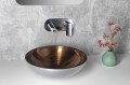 MURANO WENGE umywalka szklana okrągła 40x14cm, miedź/srebrny