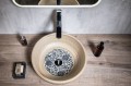 PRIORI umywalka ceramiczna, średnica 41 cm, beżowa z niebieskim wzorem