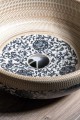 PRIORI umywalka ceramiczna, średnica 41 cm, beżowa z niebieskim wzorem