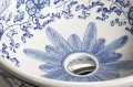 PRIORI umywalka ceramiczna, średnica 41 cm, biała z niebieskim wzorem