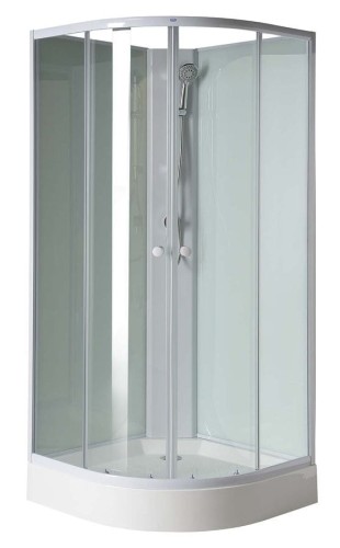 AIGO boks prysznicowy półokrągły 900x900x2060mm, biały profil, szkło czyste