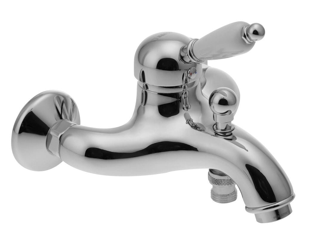 Sapho KIRKÉ WHITE bateria wannowa retro ścienna uchwyt biały -  chrom KI10BC 