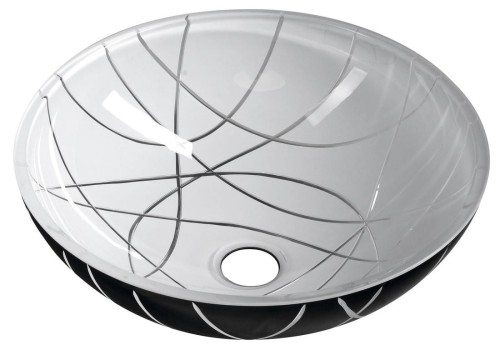 MURANO LINEA umywalka szklana okrągła 40x14cm, czarna/biała