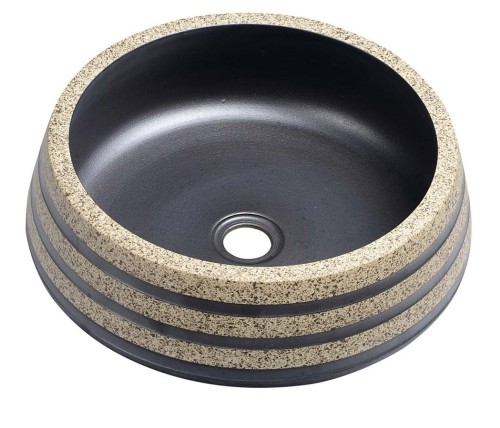 PRIORI umywalka ceramiczna, średnica 41cm, 15cm, czarny/kamień