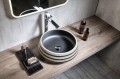 PRIORI umywalka ceramiczna, średnica 41cm, 15cm, czarny/kamień