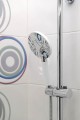 LIAM zestaw prysznicowy z baterią termostatyczną i półką, chrom