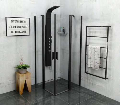 ZOOM LINE BLACK kabina prysznicowa narożna 900x900mm, szkło czyste