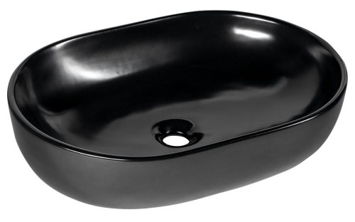 CALEO umywalka ceramiczna nablatowa, 60x42x14 cm, czarny mat
