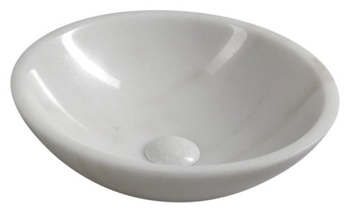 BLOK umywalka kamienna, ∅ 40cm, biały marmur polerowany