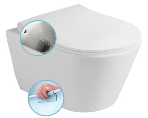 AVVA WC wiszące z funkcją bidetu, Rimless, 35,5x53 cm, biały