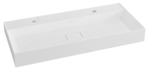 Sapho GODIVA umywalka kompozytowa biała 96x44cm, 2 otwory na baterie - GU096-2