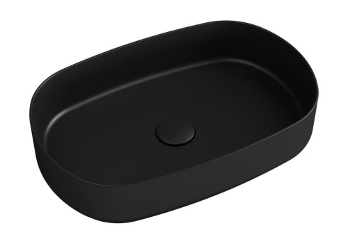 INFINITY OVAL umywalka ceramiczna nablatowa 55x36 cm, czarny mat