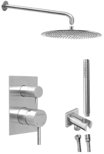 MINIMAL zestaw prysznicowy z baterią podtynkową, 2 wyjścia, stal nierdzewna