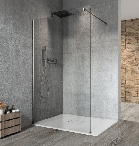 VARIO CHROME jednoczęściowa kabina prysznicowa Walk-In, montaż przy ścianie, szkło czyste, 800 mm