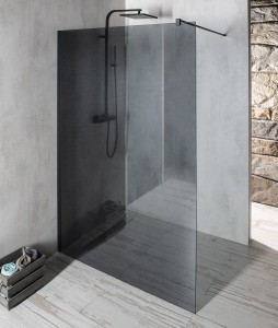 Gelco VARIO BLACK jednoczęściowa kabina przysznicowa Walk-In montaż przy ścianie - szkło dymione 900 mm GX1390GX1014
