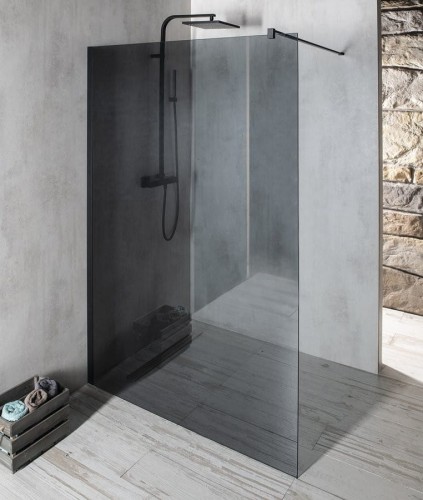 VARIO BLACK jednoczęściowa kabina przysznicowa Walk-In, montaż przy ścianie, szkło dymione, 1000 mm