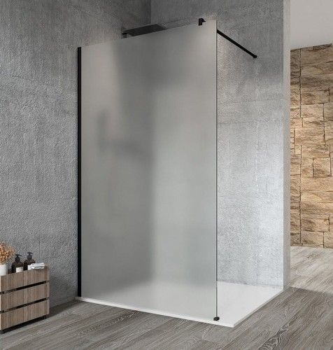 VARIO BLACK jednoczęściowa kabina przysznicowa Walk-In, montaż przy ścianie, szkło matowe, 1100 mm