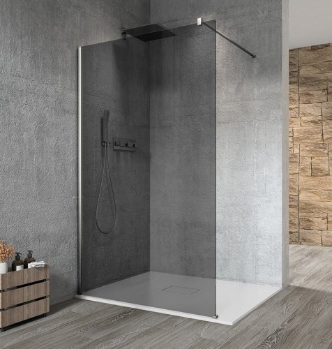 VARIO CHROME jednoczęściowa kabina przysznicowa Walk-In, montaż przy ścianie, szkło dymione, 1400 mm