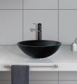 TELICA umywalka szklana, średnica 42 cm, czarna
