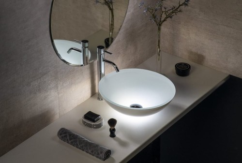 TELICA umywalka szklana, średnica 42 cm, biała