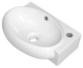 RIBERA umywalka ceramiczna 43x28,5x15 cm, ścienna, otwór na baterię z prawej strony