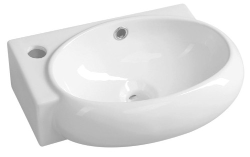 RIBERA umywalka ceramiczna 43x28,5x15 cm, ścienna, otwór na baterię z lewej strony