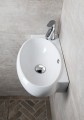 RIBERA umywalka ceramiczna 43x28,5x15 cm, ścienna, otwór na baterię z lewej strony
