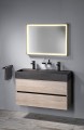 QUADRADO umywalka betonowa, z korkiem, 96x44 cm, 2 otwory, czarny granit