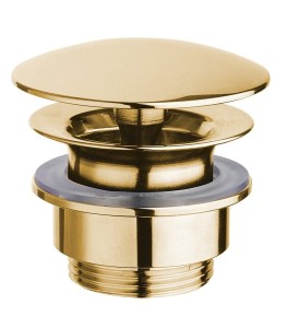 Korek umywalkowy 5/4'', niezamykany, wys. 5-55 mm, duży grzybek, złoto