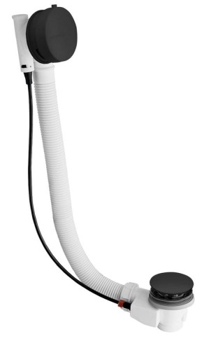 Zestaw odpływowy z korkiem automatycznym, długość 775mm, korek 72mm, czarny mat