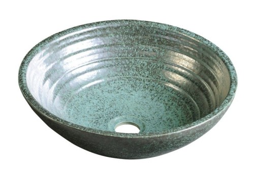 ATTILA umywalka ceramiczna, średnica 42,5cm, zielona miedź