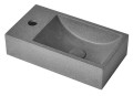 CREST L umywalka betonowa, z korkiem, 40x22 cm, czarny granit