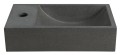CREST L umywalka betonowa, z korkiem, 40x22 cm, czarny granit
