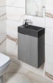 CREST L umywalka betonowa, z korkiem, 40x22 cm, czarny granit