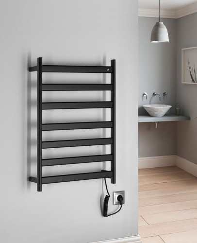 ELIAS elektryczna suszarka na ręczniki 490x730x110mm, 105W, czarny mat