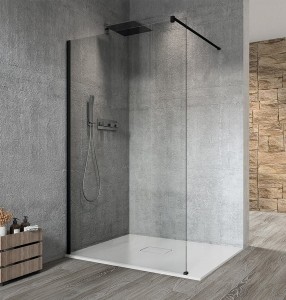 Gelco VARIO BLACK jednoczęściowa kabina przysznicowa Walk-In montaż przy ścianie - szkło czyste 700 mm GX1270GX1014