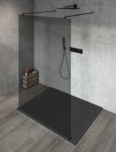 Gelco VARIO BLACK jednoczęściowa kabina przysznicowa Walk-In - szkło dymione 700 mm GX1370GX2214