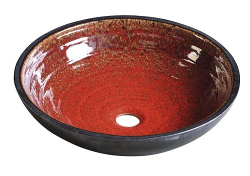ATTILA umywalka ceramiczna, średnica 42,5 cm, pomidorowo/naftowa