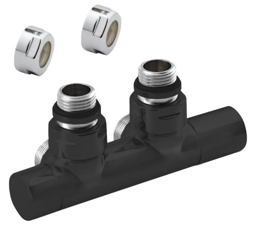 TWIN BLACK zestaw przyłączeniowy zespolony, rozstaw 50 mm, czarny mat