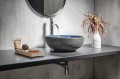 PRIORI umywalka ceramiczna, średnica 41cm, 15cm, niebieski/szary
