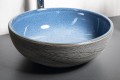 PRIORI umywalka ceramiczna, średnica 41cm, 15cm, niebieski/szary