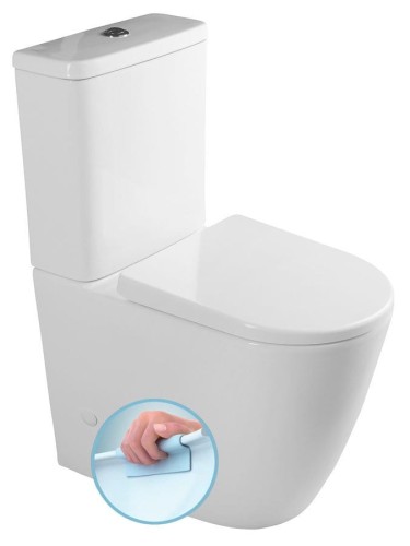 TURKU RIMLESS kompakt WC podwyższane, deska WC Soft Close, odpływ dolny/tylny