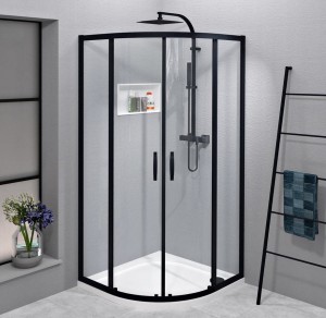 SIGMA SIMPLY BLACK kabina prysznicowa półokrągła 1000x1000mm, R550, szkło czyste
