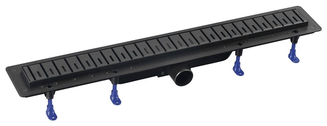 KLAVER BLACK odpływ liniowy z rusztem ze stali nierdzewnej, superflow, DN50, 810x122x65 mm