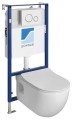 BRILLA WC wiszące Rimless, ze stelażem podtynkowym i przyciskiem Schwab, biały